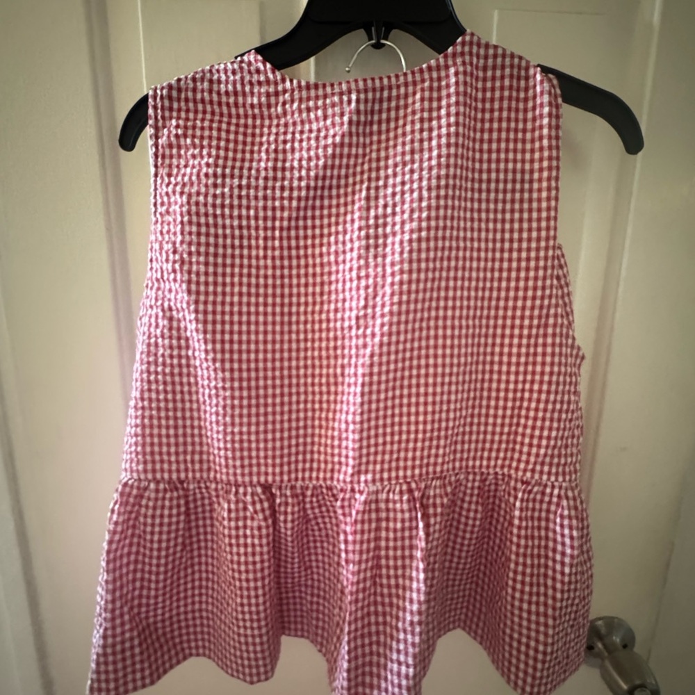 Mable Red Gingham Tie-Front Sleeveless Top - Picture 3 of 3